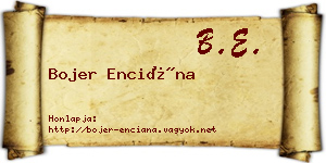 Bojer Enciána névjegykártya